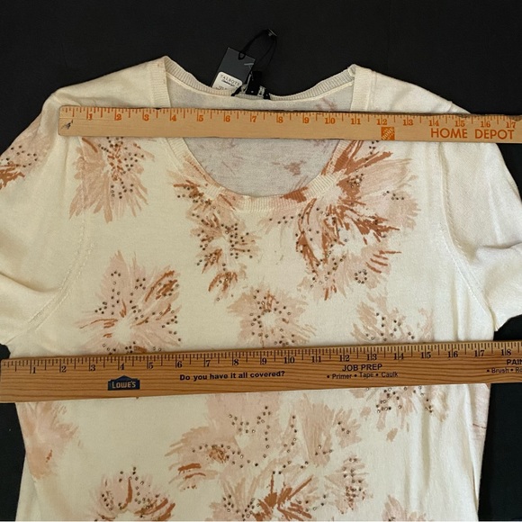 Talbots XL Cream Embellished sequins, beads Floral Long Sleeve Sweater Women's - Picture 6 of 16